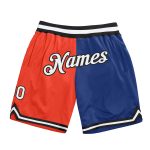 Personalized Orange White-Royal Authentic Throwback Split Fashion Basketball Shorts