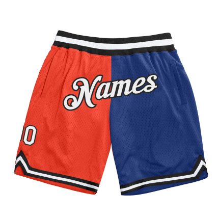 Personalized Orange White-Royal Authentic Throwback Split Fashion Basketball Shorts