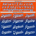 Personalized Orange White-Royal Bomber Full-Snap Varsity Letterman Fade Fashion Jacket Team Custom Name and Number