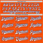 Personalized Orange White-Royal Bomber Full-Snap Varsity Letterman Two Tone Jacket Team Custom Name and Number