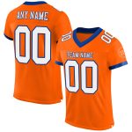 Personalized Orange White-Royal Mesh Authentic Football Jersey Team Custom Name and Number