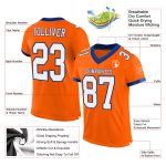 Personalized Orange White-Royal Mesh Authentic Football Jersey Team Custom Name and Number