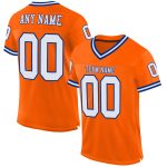 Personalized Orange White-Royal Mesh Authentic Throwback Football Jersey Team Custom Name and Number