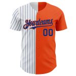 Personalized Orange White-Royal Pinstripe Authentic Split Fashion Baseball Jersey Team Custom Name and Number