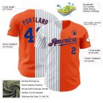 Personalized Orange White-Royal Pinstripe Authentic Split Fashion Baseball Jersey Team Custom Name and Number