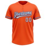 Personalized Orange White-Royal Two-Button Unisex Softball Jersey Team Custom Name and Number