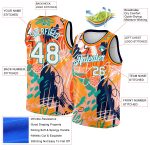 Personalized Orange White-Teal 3D Pattern Abstract Hawaii Plant Graffiti Grunge Art Authentic Basketball Jersey Team Custom Name and Number