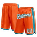 Personalized Orange White-Teal Authentic Basketball Shorts Team Custom Name and Number