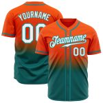 Personalized Orange White-Teal Authentic Fade Fashion Baseball Jersey Team Custom Name and Number