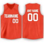 Personalized Orange White V-Neck Basketball Jersey