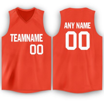 Personalized Orange White V-Neck Basketball Jersey