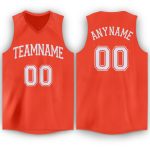 Personalized Orange White V-Neck Basketball Jersey Team Custom Name and Number