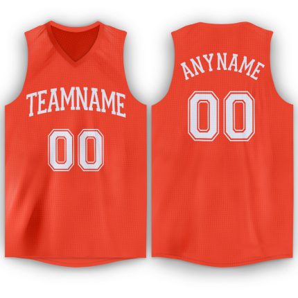 Personalized Orange White V-Neck Basketball Jersey Team Custom Name and Number
