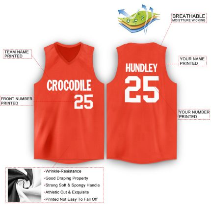 Personalized Orange White V-Neck Basketball Jersey