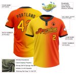 Personalized Orange Yellow-Black Gradient Fashion Two-Button Unisex Softball Jersey Team Custom Name and Number
