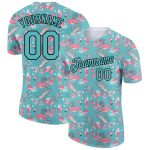 Personalized Panther Blue Black 3D Pattern Design Tropical Hawaii Flamingo Performance T-Shirt Team Custom Name and Number