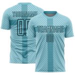 Personalized Panther Blue Black Geometric Shapes Sublimation Soccer Uniform Jersey Team Custom Name and Number