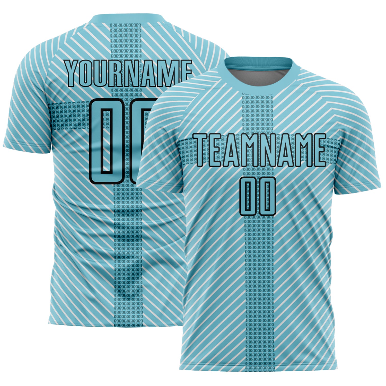 Personalized Panther Blue Black Geometric Shapes Sublimation Soccer Uniform Jersey Team Custom Name and Number