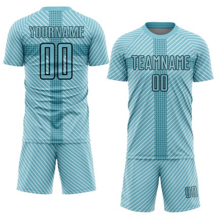 Personalized Panther Blue Black Geometric Shapes Sublimation Soccer Uniform Jersey Team Custom Name and Number