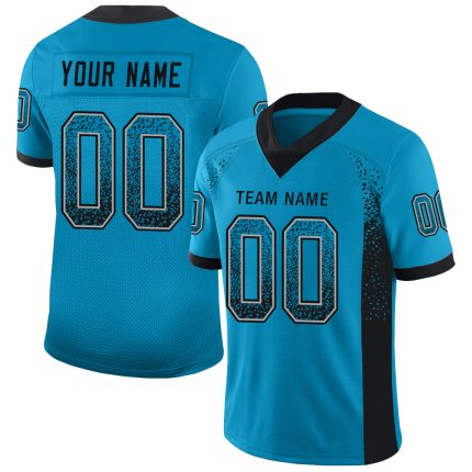Personalized Panther Blue Black-Gray Mesh Drift Fashion Football Jersey Team Custom Name and Number