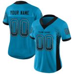 Personalized Panther Blue Black-Gray Mesh Drift Fashion Football Jersey Team Custom Name and Number