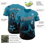 Personalized Panther Blue Black-White 3D Pattern Design Gradient Style Twinkle Star Authentic Baseball Jersey Team Custom Name and Number