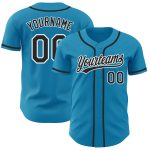 Personalized Panther Blue Black-White Authentic Baseball Jersey
