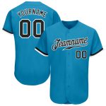 Personalized Panther Blue Black-White Authentic Baseball Jersey Team Custom Name and Number