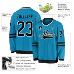 Personalized Panther Blue Black-White Hockey Jersey Team Custom Name and Number