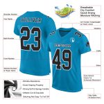 Personalized Panther Blue Black-White Mesh Authentic Football Jersey Team Custom Name and Number