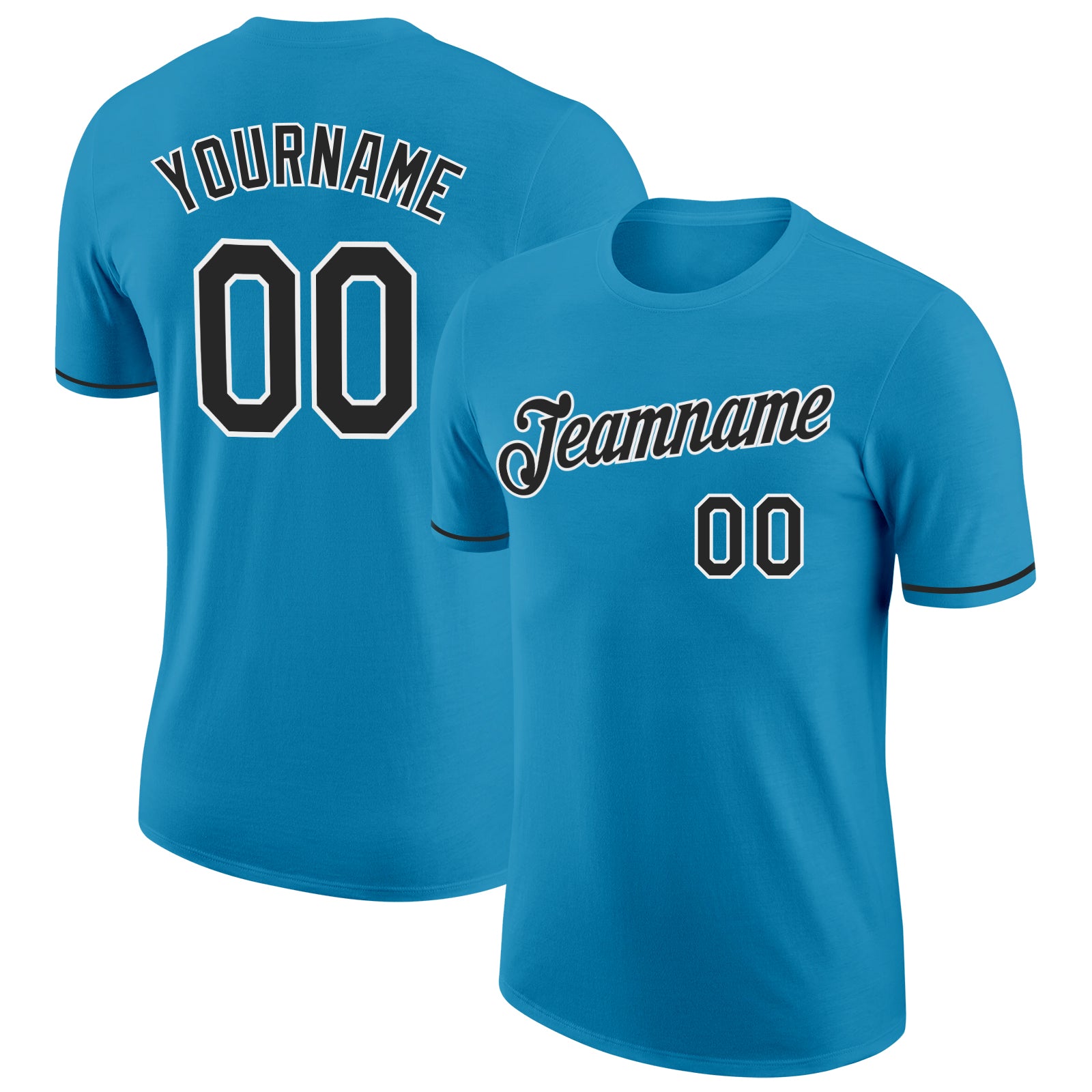 Personalized Panther Blue Black-White Performance T-Shirt Team Custom Name and Number