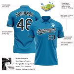Personalized Panther Blue Black-White Performance Vapor Golf Polo Shirt Team Custom Name and Number