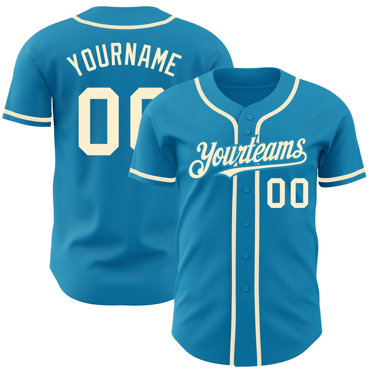 Personalized Panther Blue Cream Authentic Baseball Jersey Team Custom Name and Number