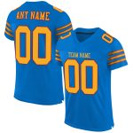 Personalized Panther Blue Gold-Red Mesh Authentic Football Jersey