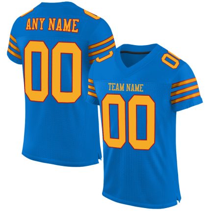 Personalized Panther Blue Gold-Red Mesh Authentic Football Jersey