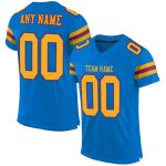 Personalized Panther Blue Gold-Red Mesh Authentic Football Jersey Team Custom Name and Number