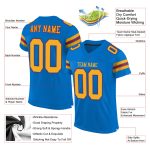 Personalized Panther Blue Gold-Red Mesh Authentic Football Jersey Team Custom Name and Number