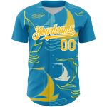 Personalized Panther Blue Gold-White 3D Pattern Design Sailing Boats Authentic Baseball Jersey Team Custom Name and Number