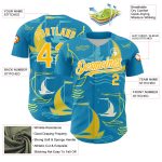 Personalized Panther Blue Gold-White 3D Pattern Design Sailing Boats Authentic Baseball Jersey Team Custom Name and Number