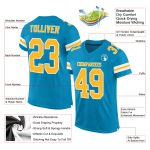 Personalized Panther Blue Gold-White Mesh Authentic Football Jersey Team Custom Name and Number