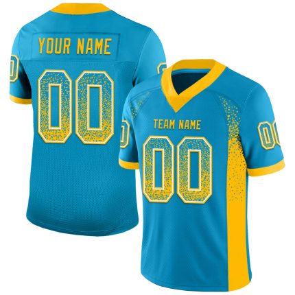 Personalized Panther Blue Gold-White Mesh Drift Fashion Football Jersey Team Custom Name and Number