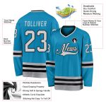 Personalized Panther Blue Gray-Black Hockey Jersey Team Custom Name and Number