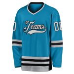 Personalized Panther Blue Gray-Black Hockey Jersey Team Custom Name and Number