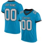 Personalized Panther Blue Gray-Black Mesh Authentic Football Jersey Team Custom Name and Number
