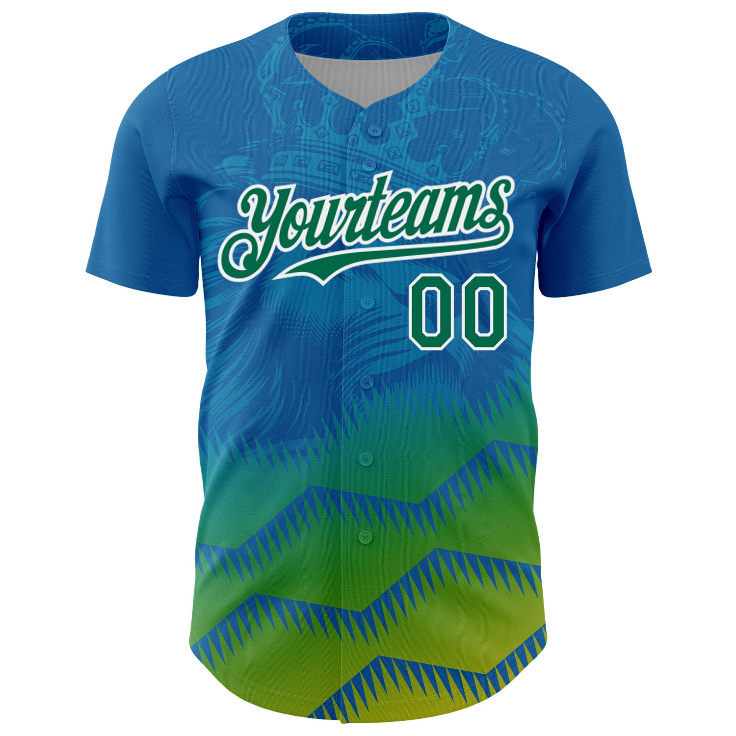 Personalized Panther Blue Kelly Green-White 3D Pattern Design Animal Lion Authentic Baseball Jersey Team Custom Name and Number Personalized Panther Blue Kelly Green-White 3D Pattern Design Animal Lion Authentic Baseball Jersey Team Custom Name and Number - Image 2