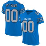 Personalized Panther Blue Light Gray-Black Mesh Authentic Football Jersey