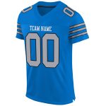 Personalized Panther Blue Light Gray-Black Mesh Authentic Football Jersey