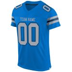 Personalized Panther Blue Light Gray-Black Mesh Authentic Football Jersey Team Custom Name and Number