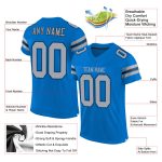 Personalized Panther Blue Light Gray-Black Mesh Authentic Football Jersey Team Custom Name and Number