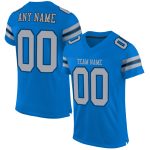 Personalized Panther Blue Light Gray-Black Mesh Authentic Football Jersey Team Custom Name and Number